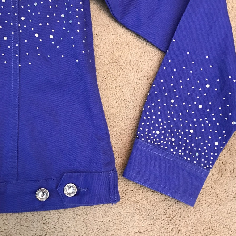 Ethyl Denim Blue Jean Jacket Womens Small Bedazzled Bling Rhinestones Cowgirl - Picture 6 of 11